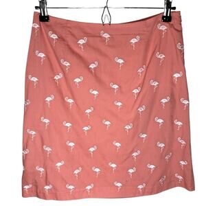 Talbots pink cotton flamingo embroidered mini skirt. Size 6